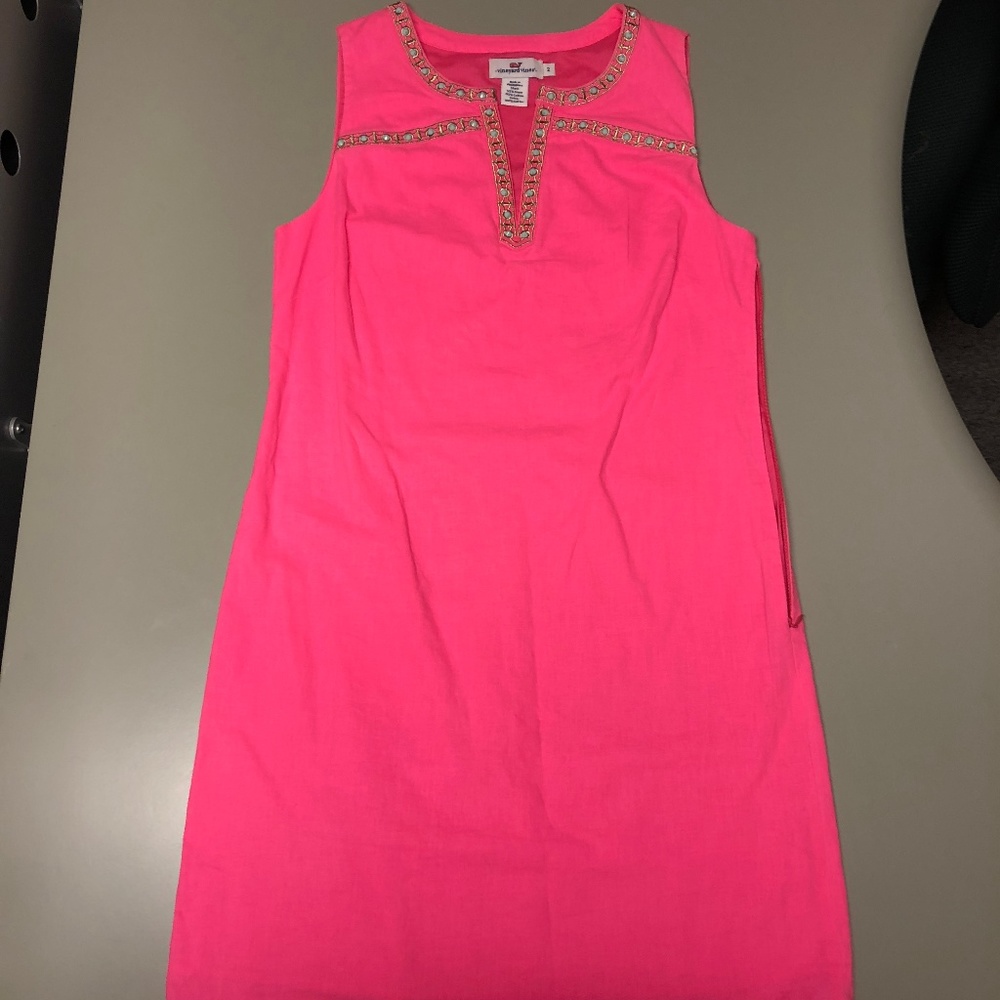 Vineyard Vines Hot Pink Embellished Dress